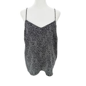 Nine West Cami Top Womens Large Black White Leopard Print Spaghetti Strap